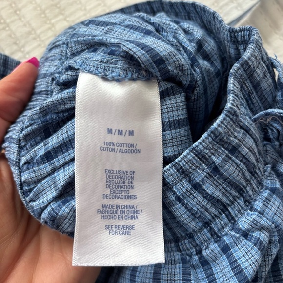 Nautica Plaid Pajama Pants Men's Size Medium Blue 100% Cotton Drawstring Pockets - Picture 5 of 7